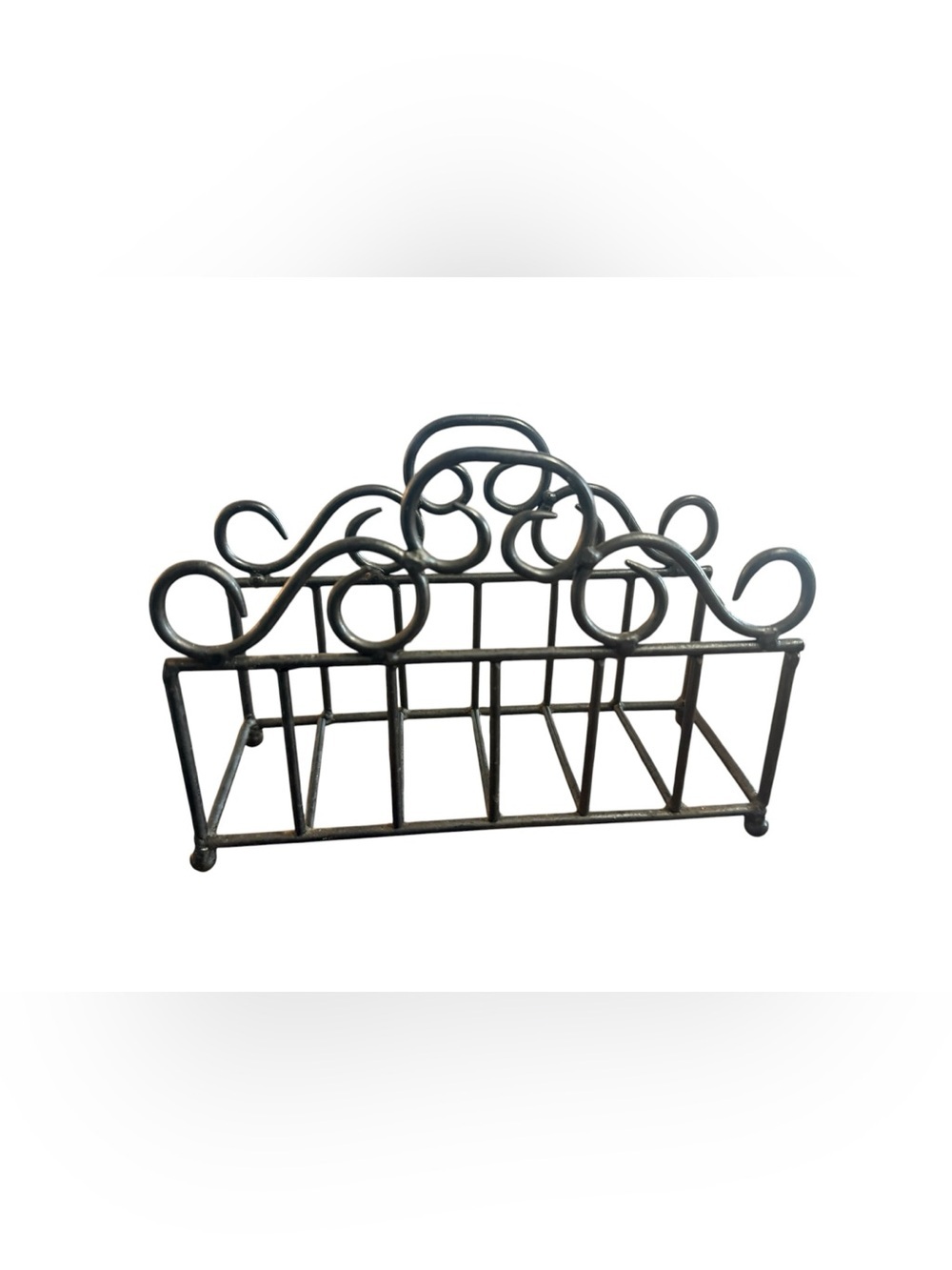 Black Metal Scroll Napkin Holder Farmhouse Kitchen Table Counter Decor